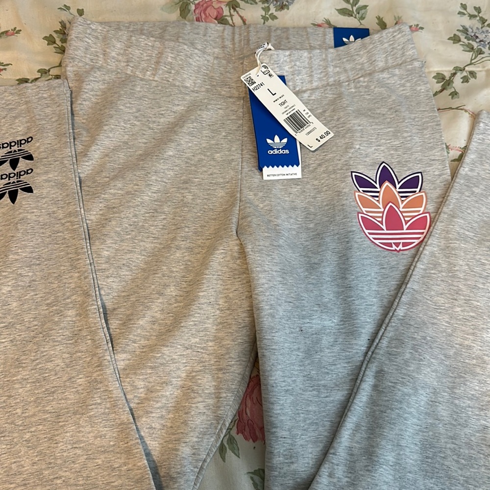 Adidas mid rise standard length tights large new